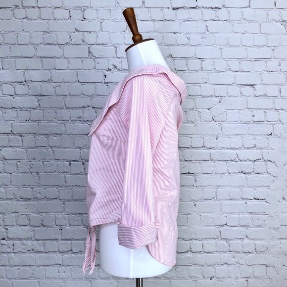 Romeo & Juliet Couture Pink Striped OTS Top - Picture 3 of 5